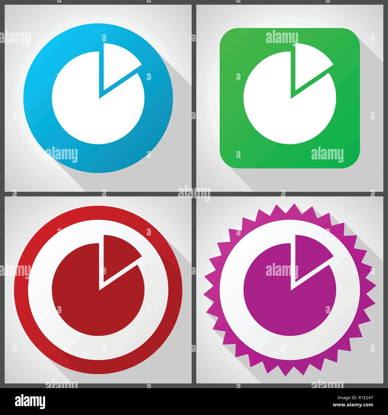 Vector icons with 4 options. Chart flat design icon set easy to edit in ...