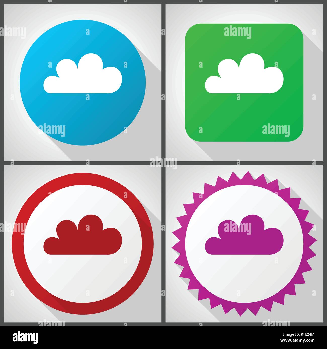 Vector icons with 4 options. Cloud flat design icon set easy to edit in ...