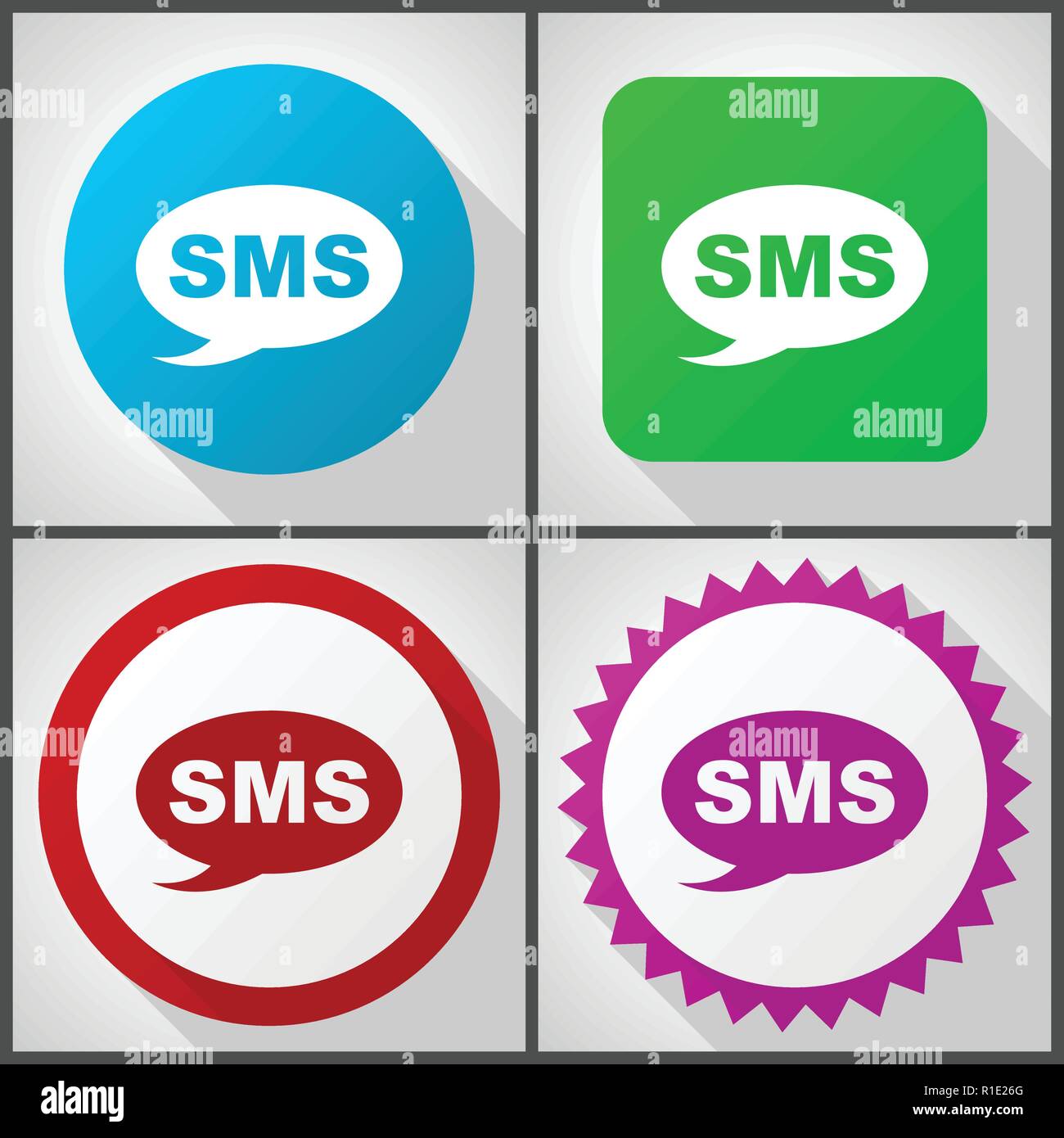 Vector icons with 4 options. Sms flat design icon set easy to edit in ...