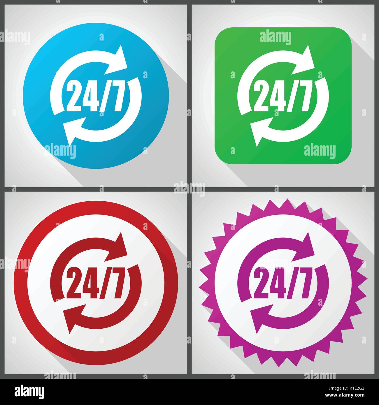Vector icons with 4 options. Service flat design icon set easy to edit ...