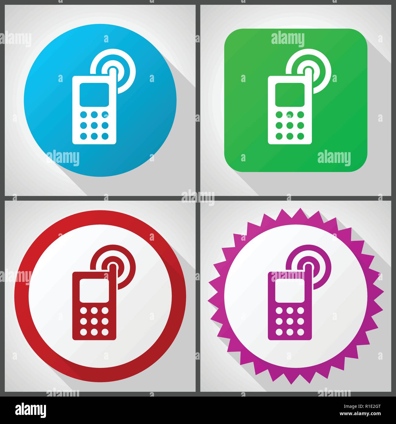 Vector icons with 4 options. Phone flat design icon set easy to edit in ...
