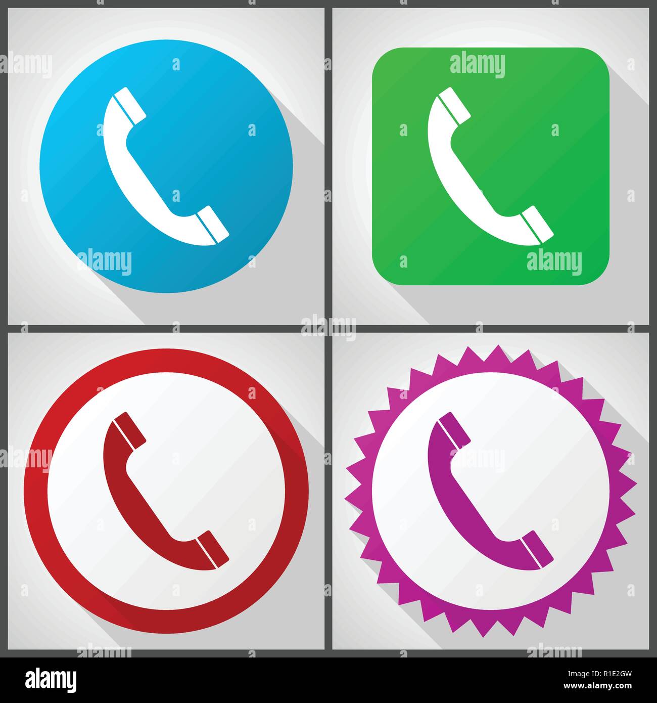 Vector icons with 4 options. Phone flat design icon set easy to edit in ...