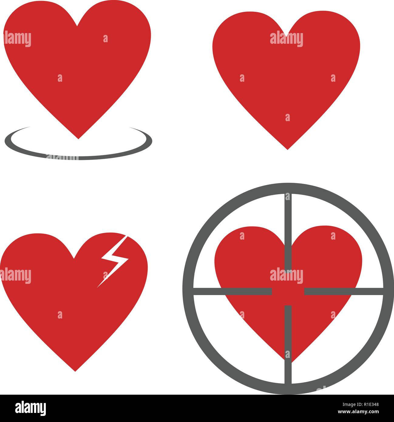 Heart icon set collection. Vector simple illustration of red heart icon ...