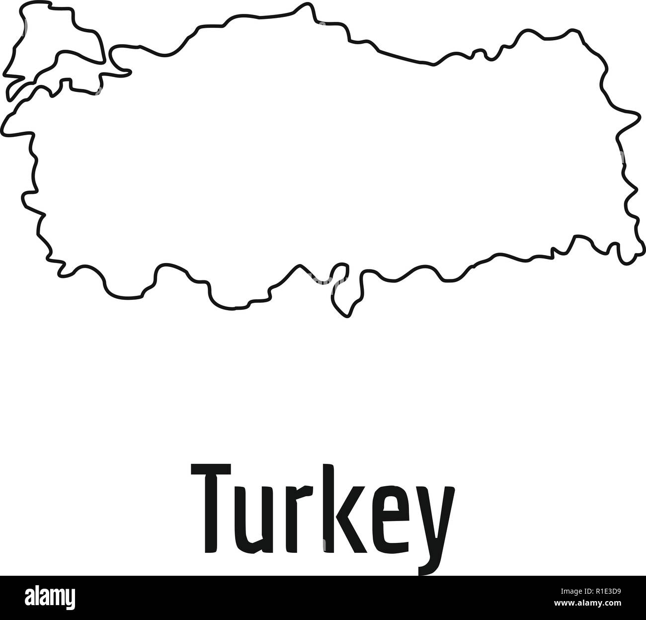 Turkey map thin line. Simple illustration of Turkey map vector isolated on white background Stock Vector