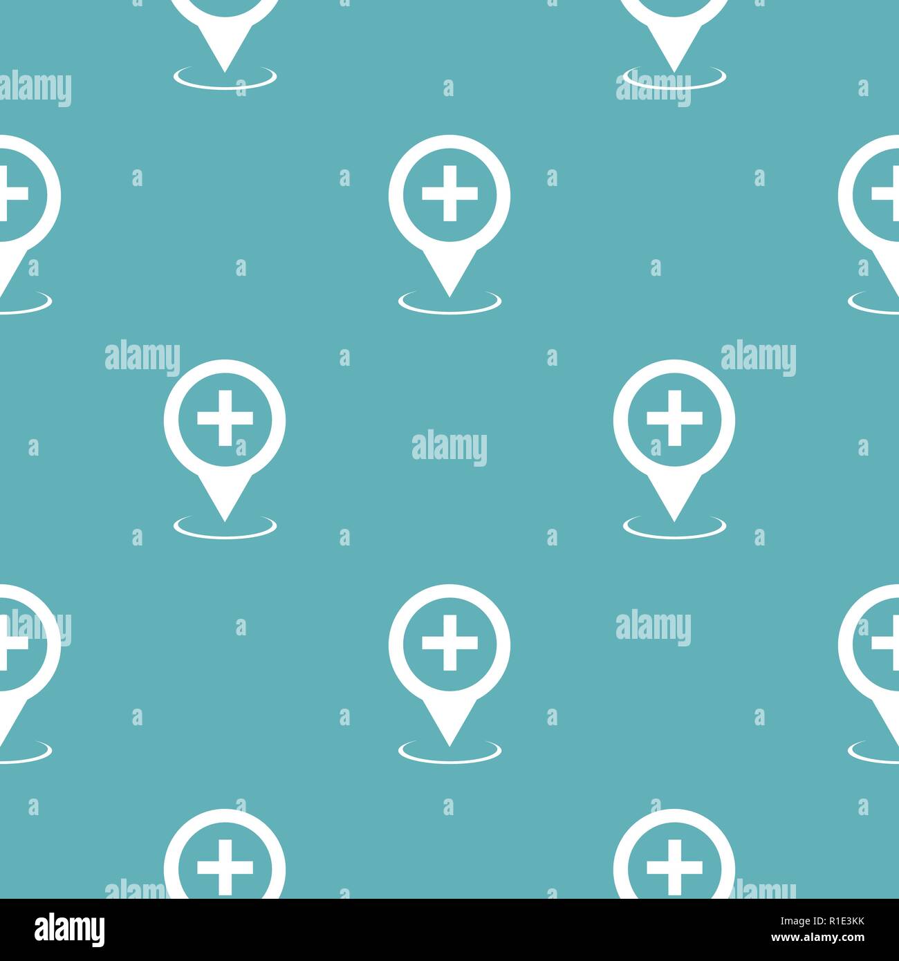 Hospital map pointer pattern seamless blue. Simple illustration of  vector pattern seamless geometric repeat background Stock Vector