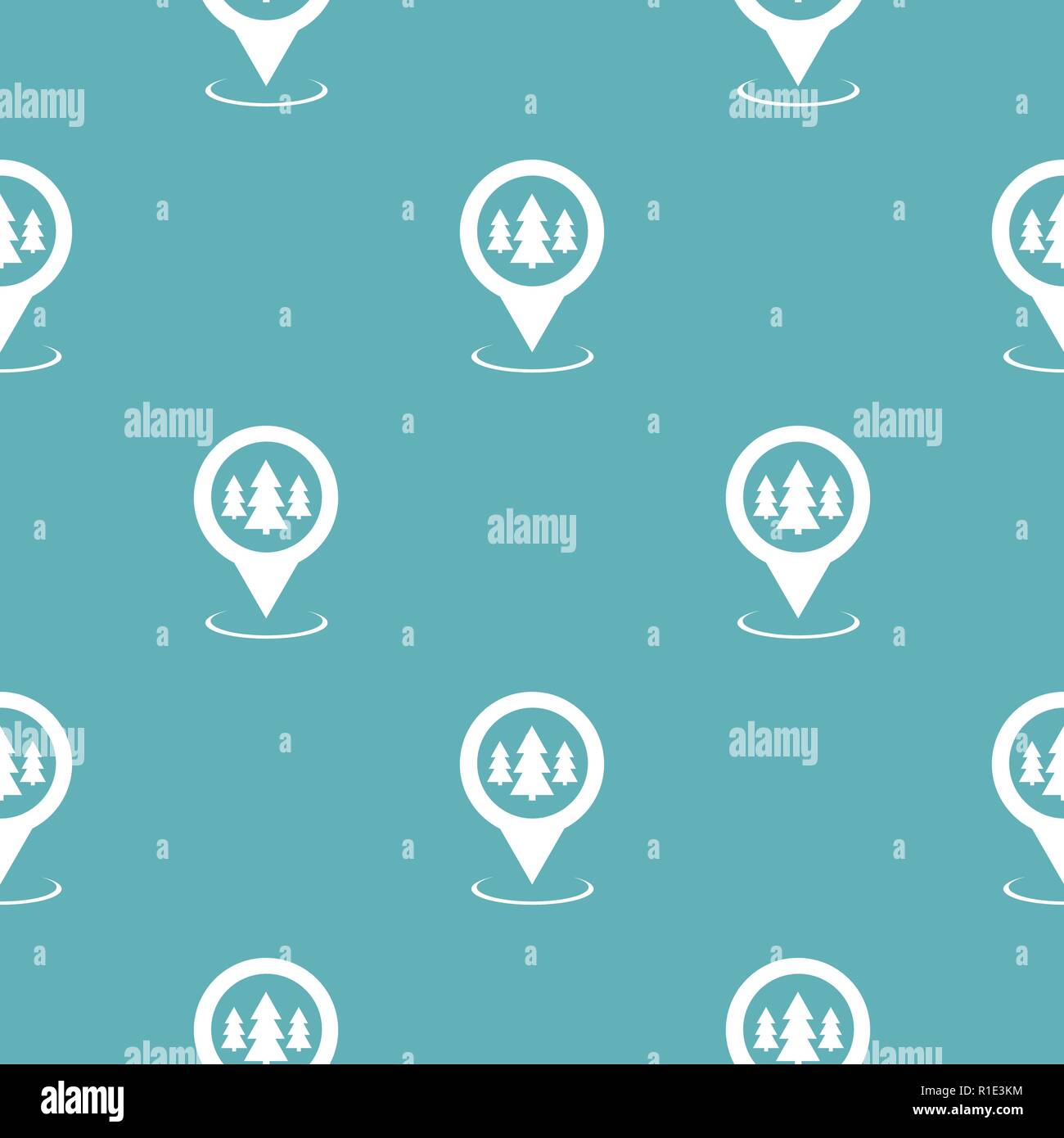Forest map pointer pattern seamless blue. Simple illustration of vector ...