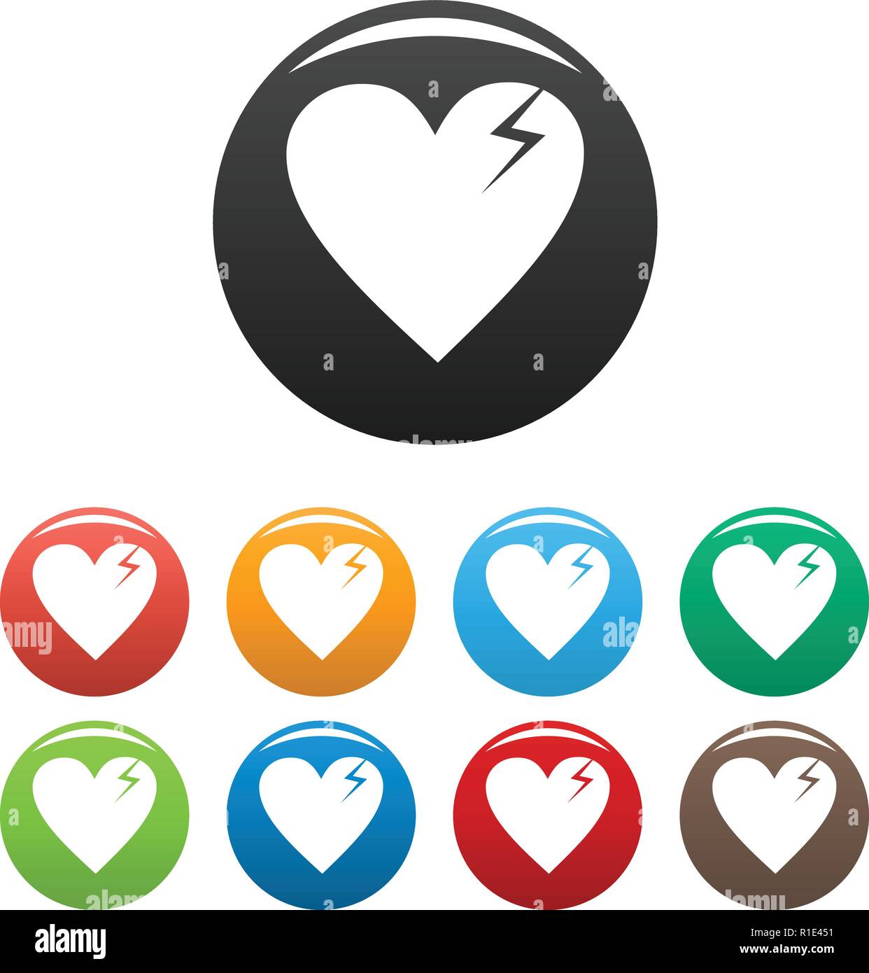 Broken heart icons set. Vector simple illustration of broken heart ...