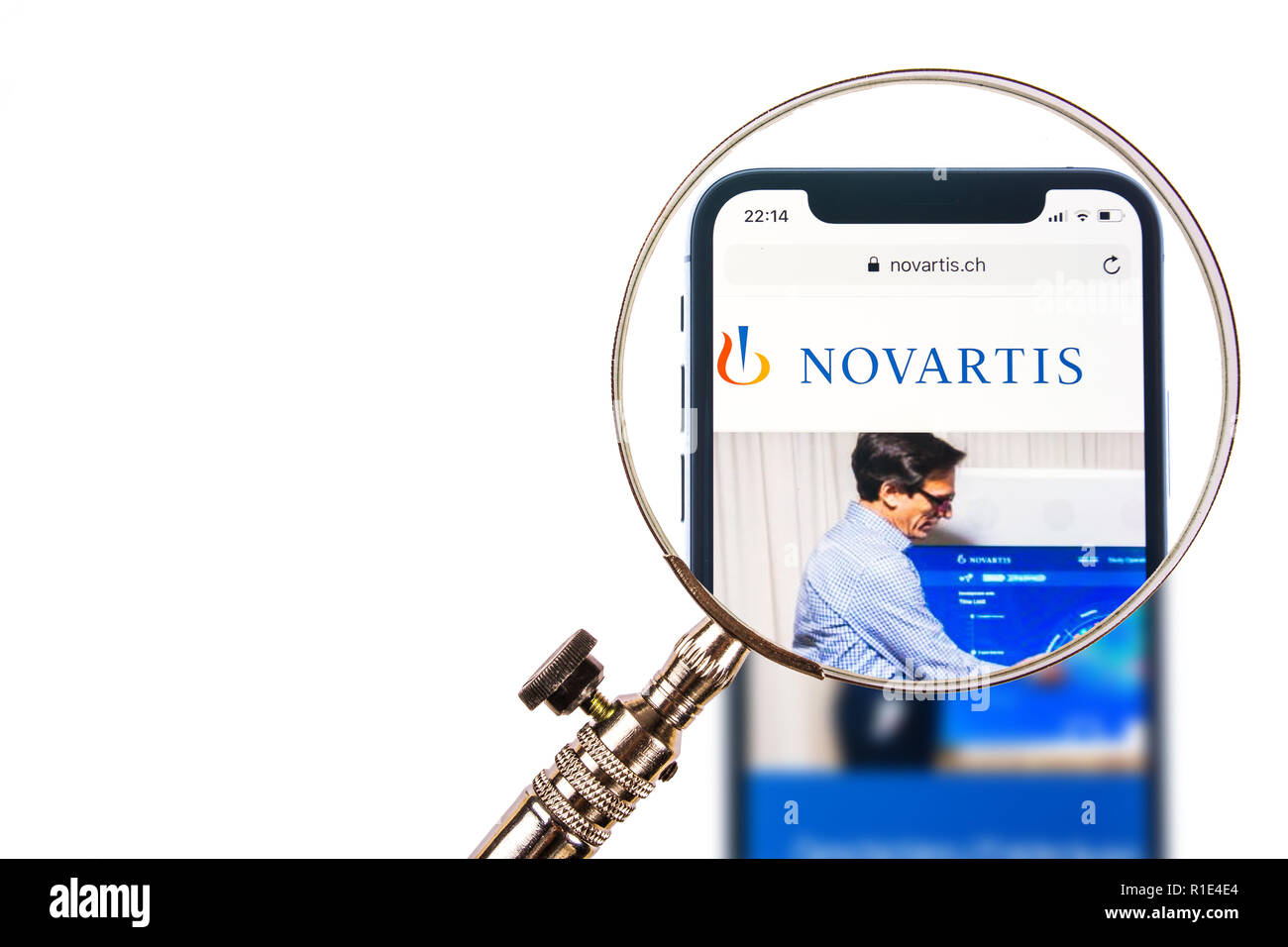 SOLOTHURN, SWITZERLAND - NOVEMBER 11, 2018: Novartis logo displayed on a modern smartphone Stock Photo