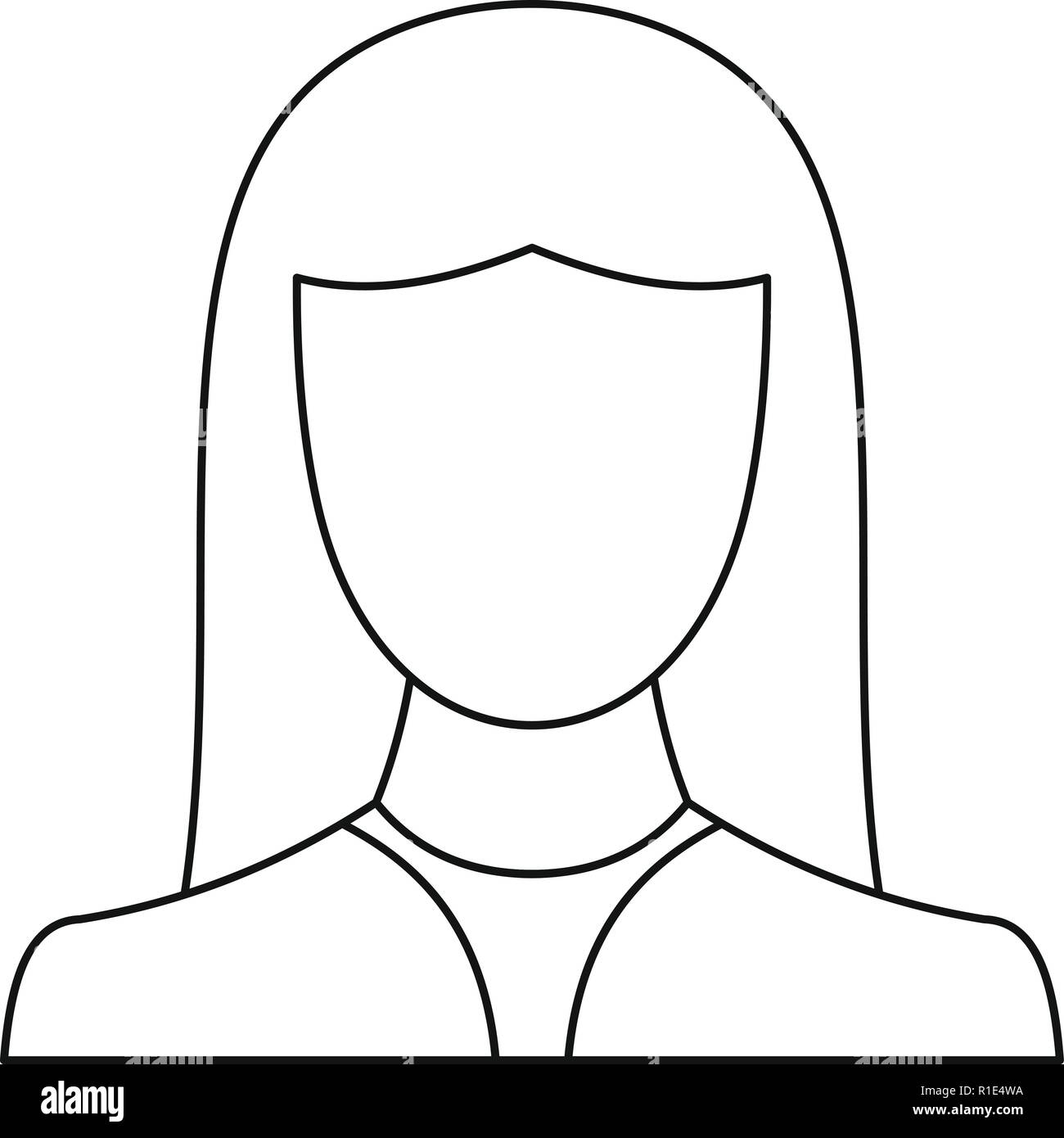 Female avatar icon. Thin line illustration of female avatar vector icon for any web design Stock Vector