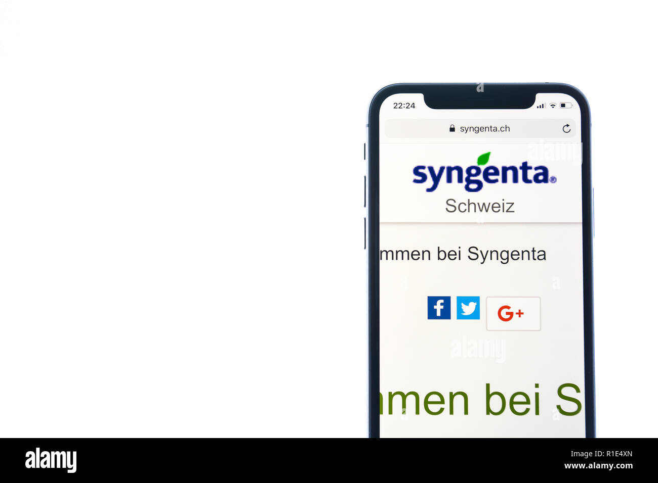 SOLOTHURN, SWITZERLAND - NOVEMBER 11, 2018: Syngenta logo displayed on a modern smartphone Stock Photo