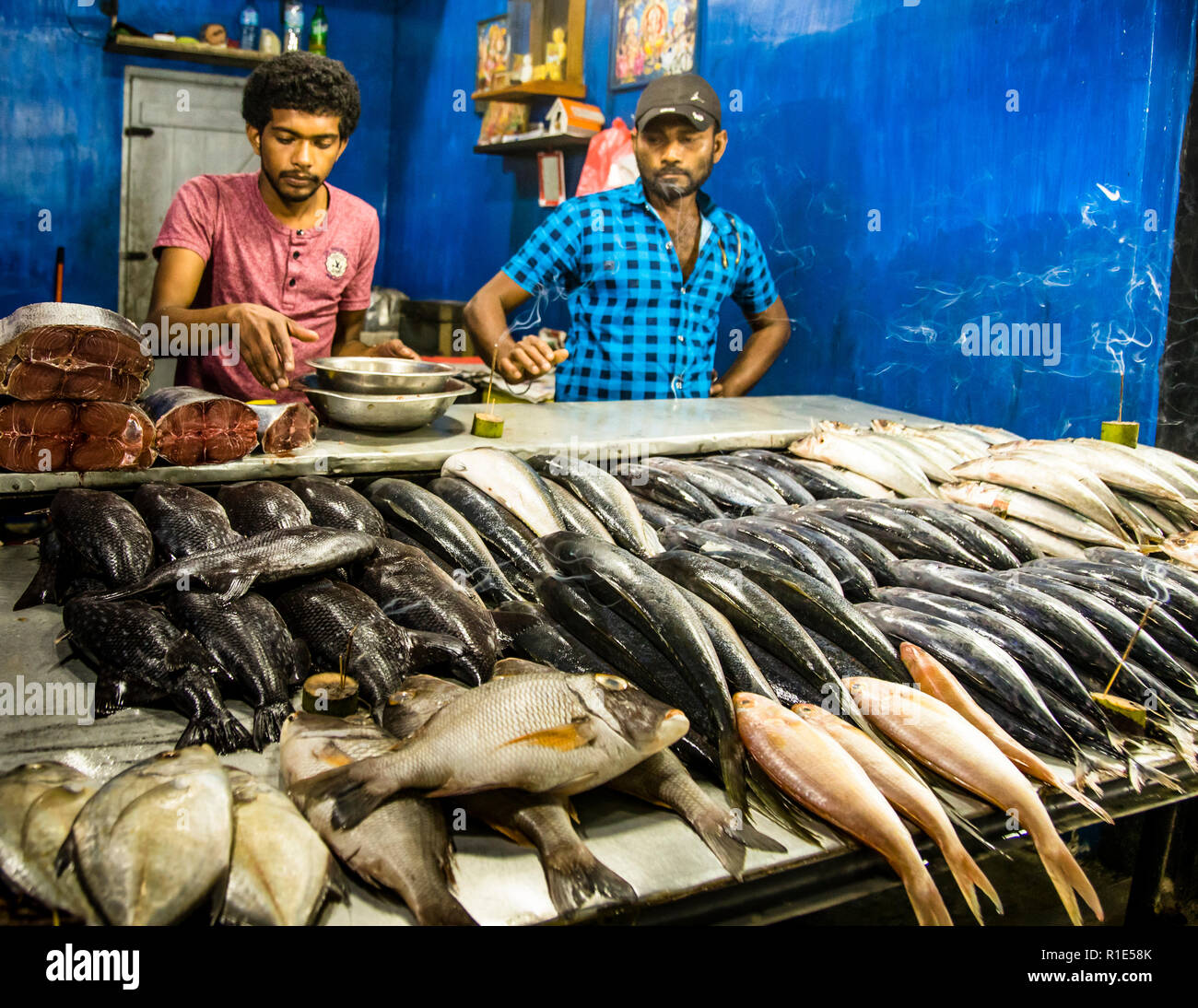Fish market in Sri Lanka Stock Photo