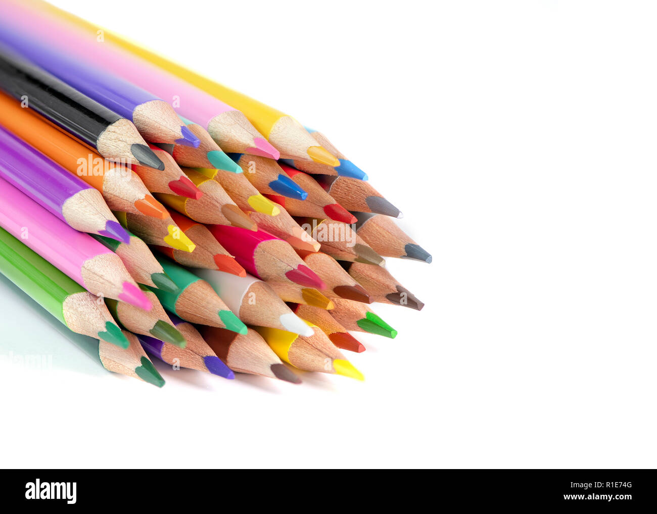 colourful school pencils  isolated on a white background  shot for copy space Stock Photo