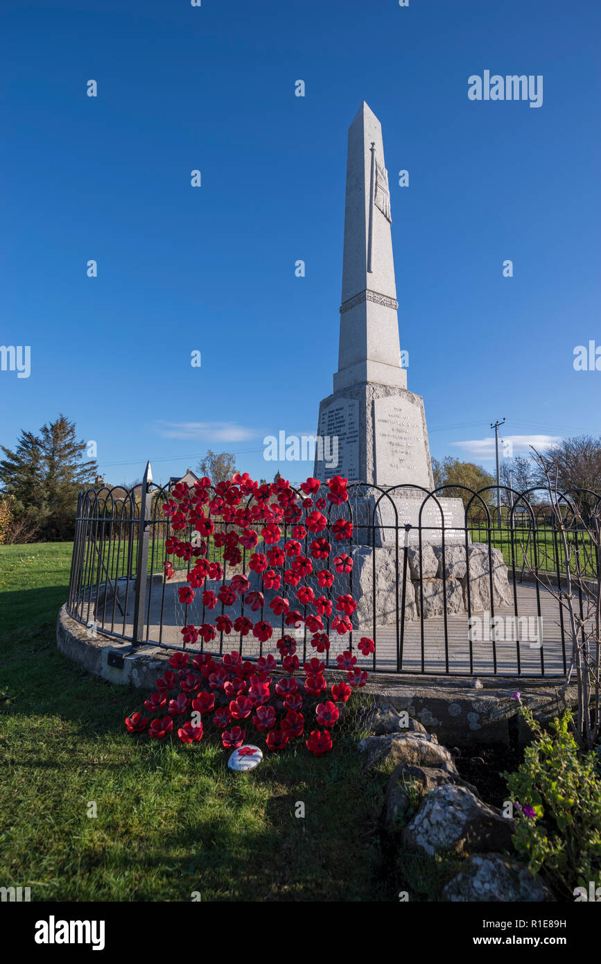 2018 Remembrance day war memorial, Portmahomack, , Easter Ross, Scotland Stock Photo