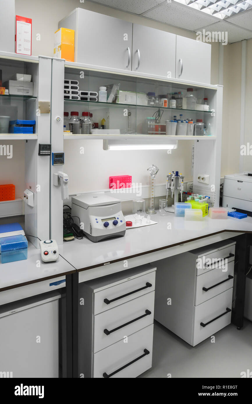 Modern chemical laboratory. The interior of the room is equipped for  scientific research Stock Photo - Alamy