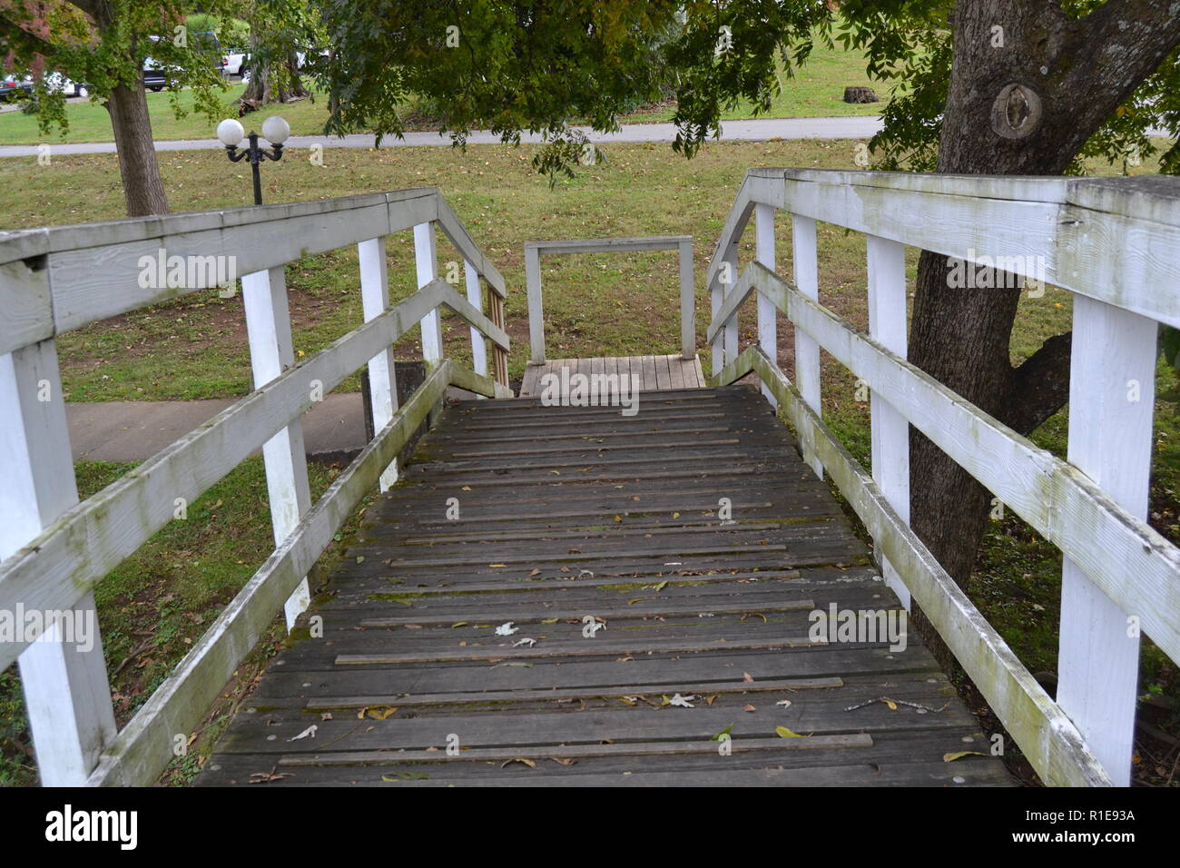 Bridge over Sweetwater creek at the duck park in Sweetwater, TN. Stock Photo