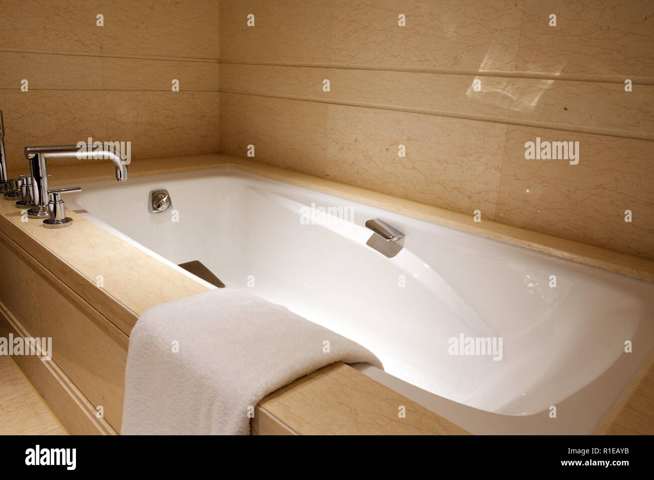 Modern luxury bathroom with bath tub Stock Photo
