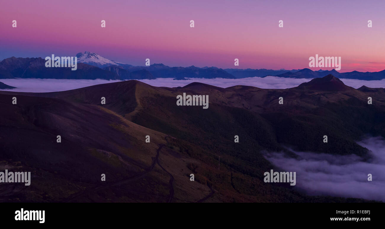 Natural landscape of the Andes mountain range, seen from the Antillanca ...