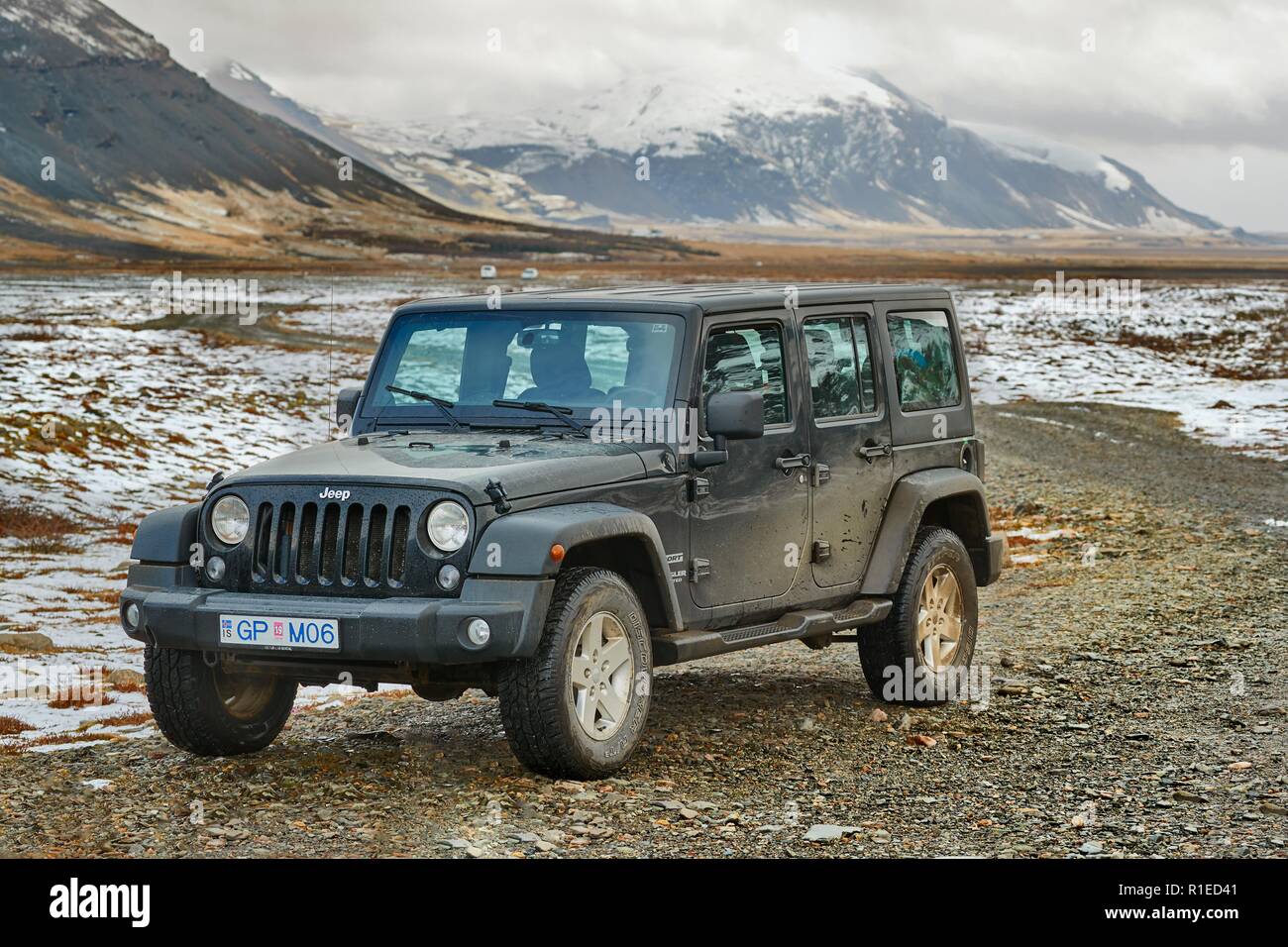 Jeep Wrangler on Icelandic terrain Stock Photo Alamy