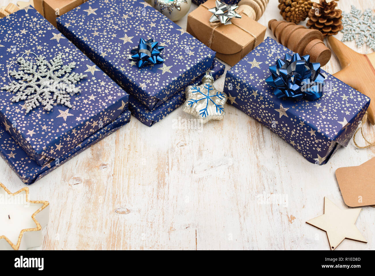 blue and silver wrapping paper