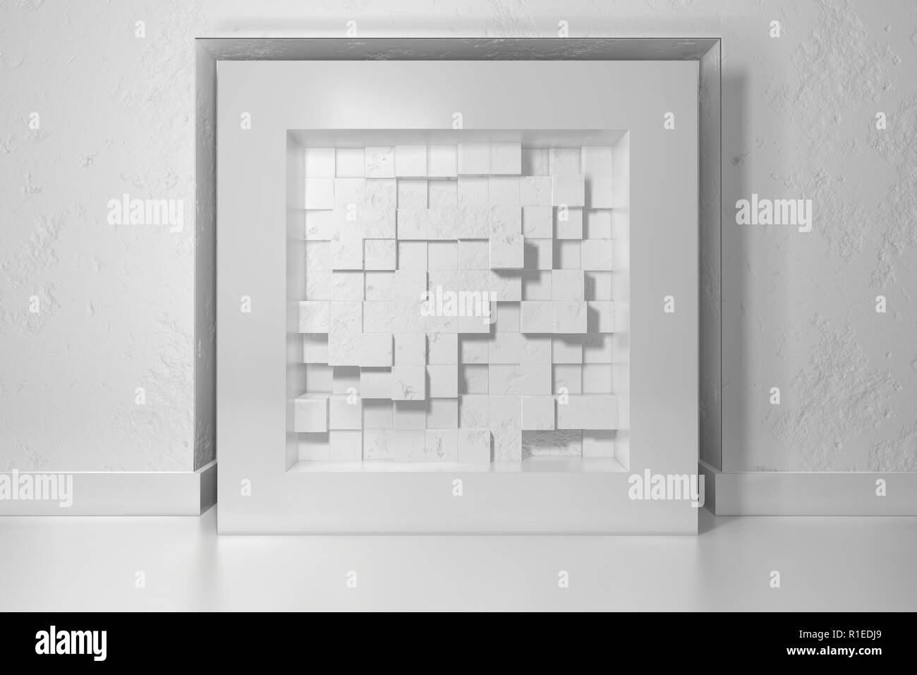 Minimalism Mock Up Poster 3d Illutration Interior White