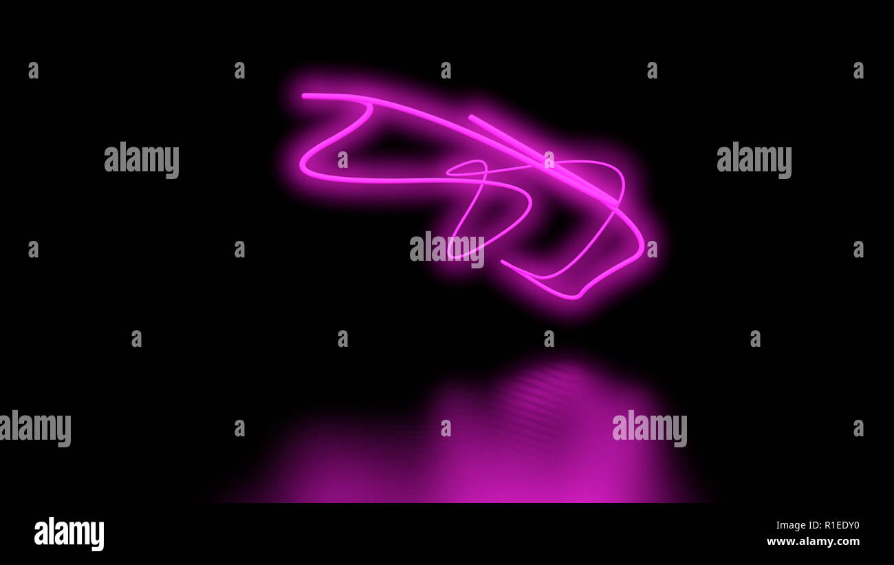 Futuristic Sci-Fi Abstract Purple Neon Light Shapes On Black Background ...