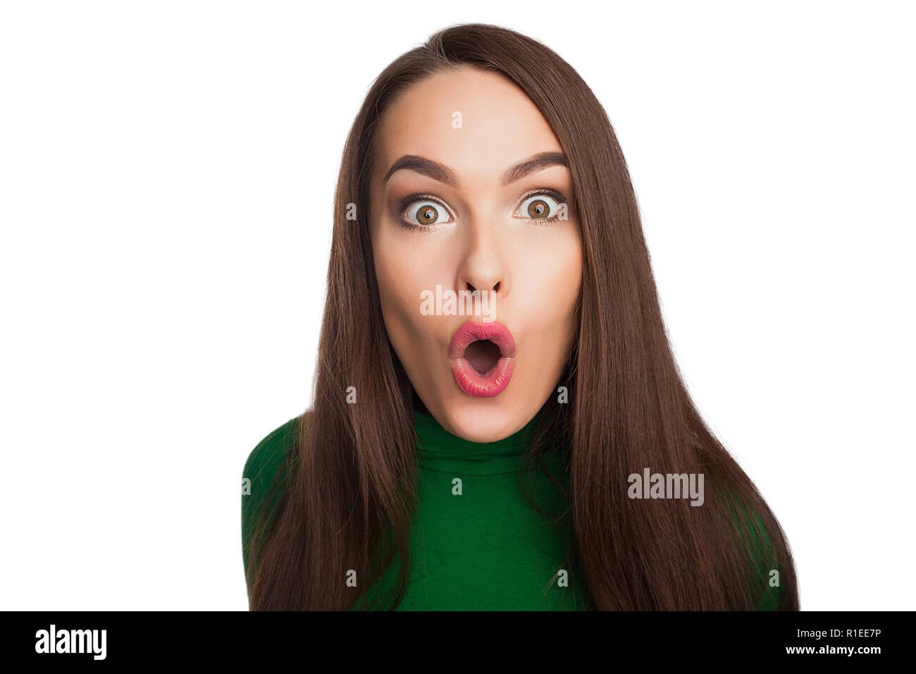 Surprised young adult woman hi-res stock photography and images - Alamy