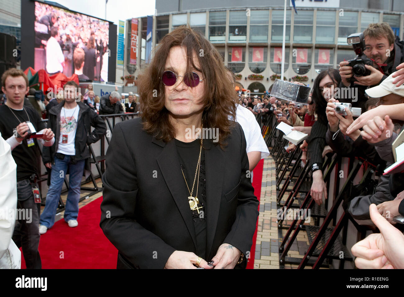 Ozzy Osbourne of Black Sabbath pictured during his visit to Birmingham to receive his walk of stars award in 2007 Stock Photo