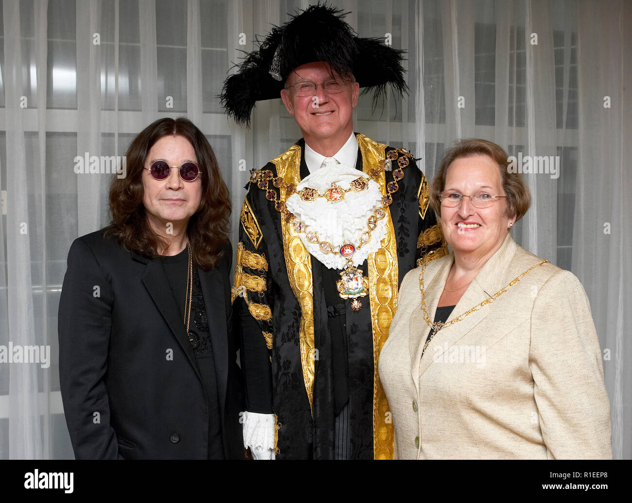 Ozzy Osbourne of Black Sabbath pictured during his visit to Birmingham to receive his walk of stars award in 2007 Stock Photo