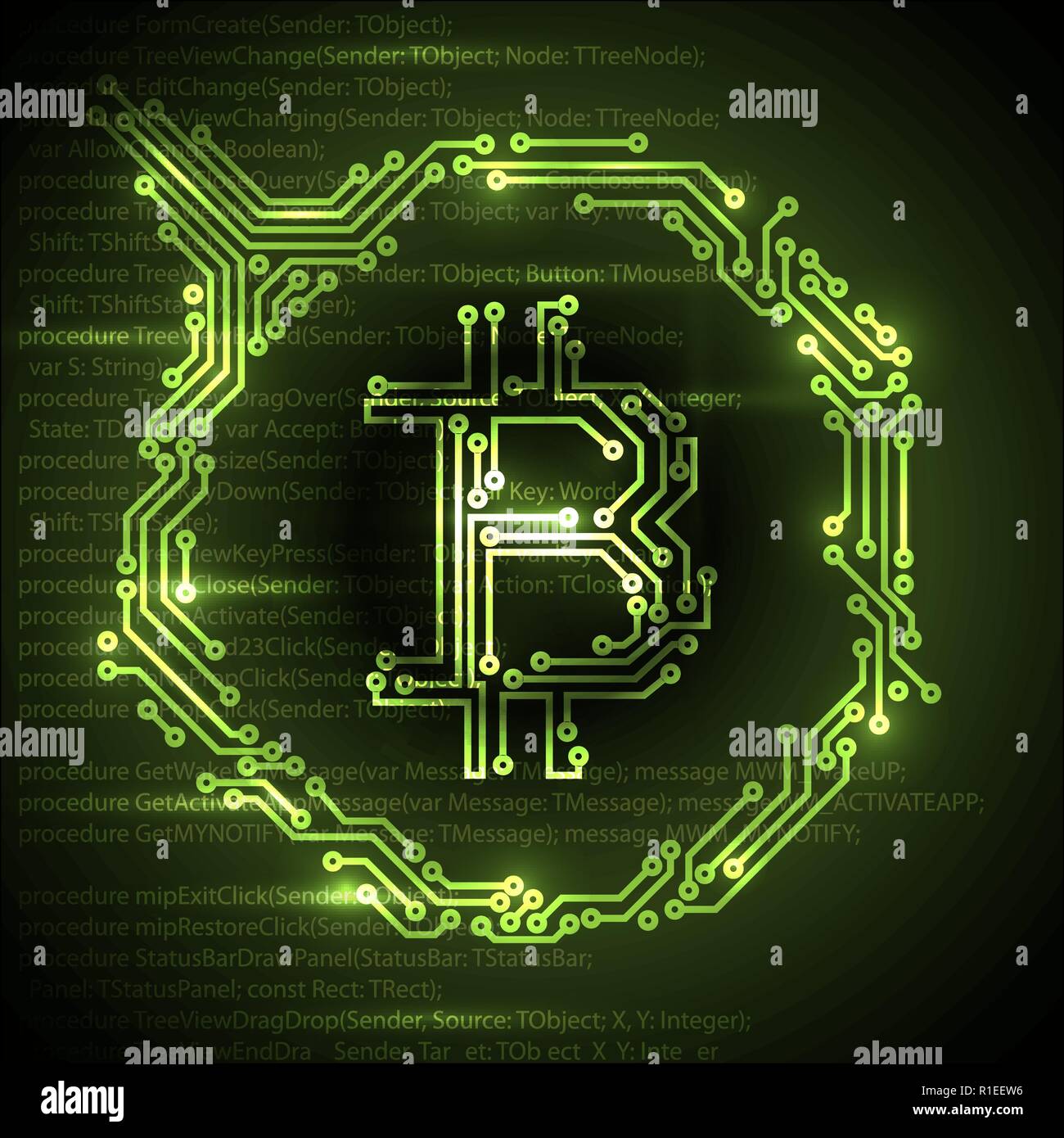 Bitcoin simple concept illustration with digital background Stock Vector  Image & Art - Alamy