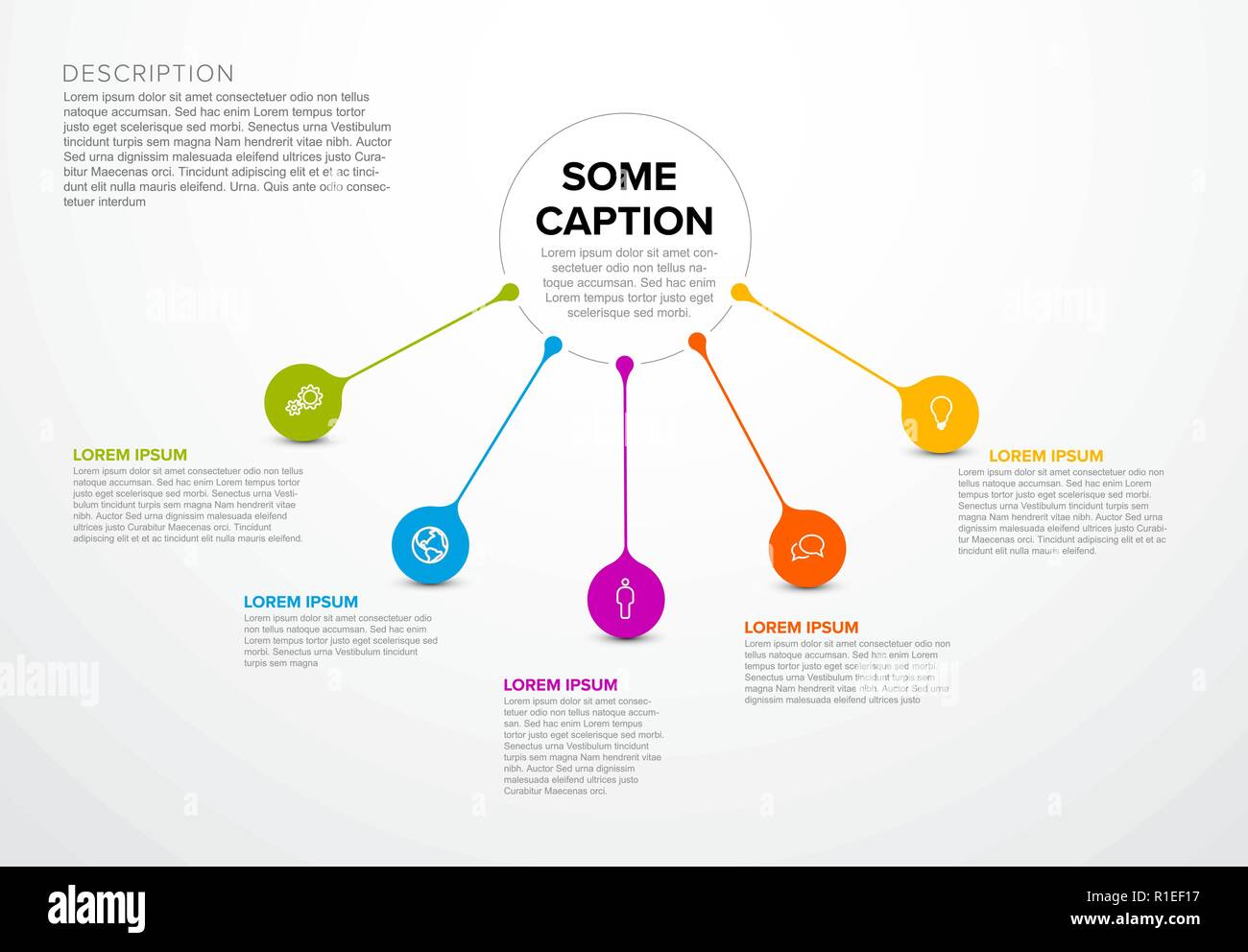 Vector multipurpose Infographic template made from circle and droplet pins Stock Vector