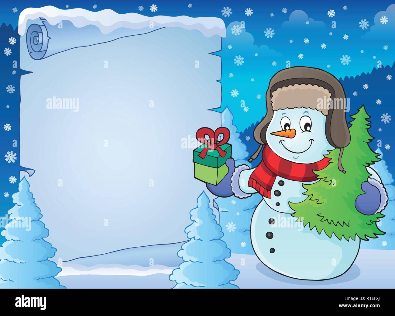 Christmas snowman subject parchment 2 - eps10 vector illustration Stock ...
