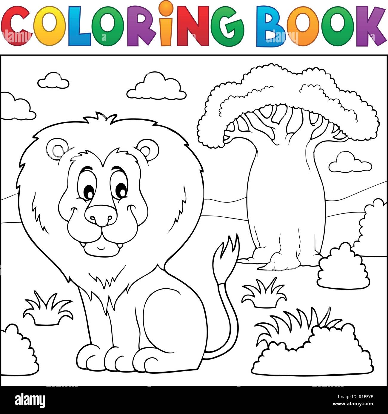 Coloring book African nature topic 3 - eps10 vector illustration Stock  Vector Image \u0026 Art - Alamy, image size:1300x1387