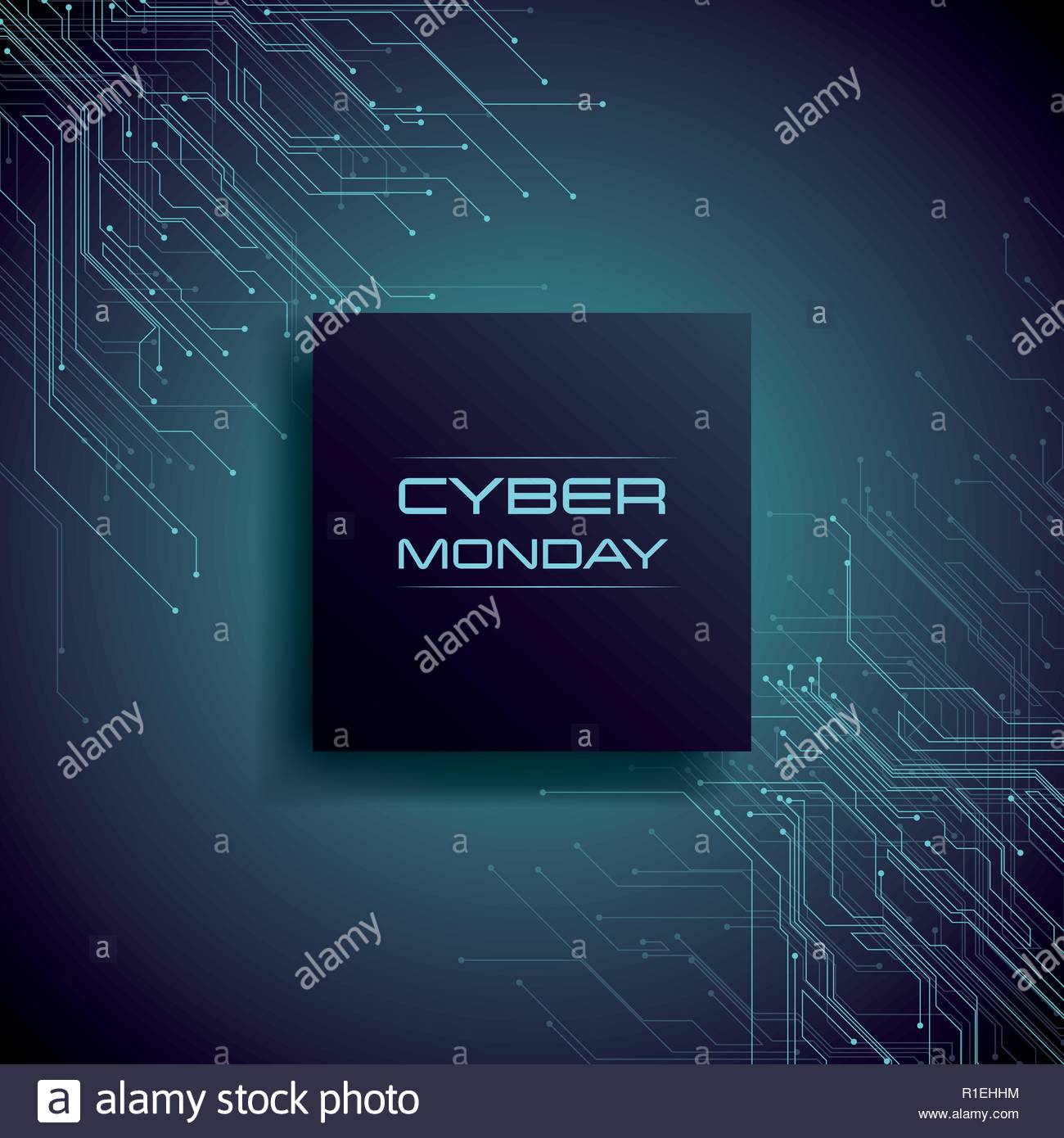Cyber Monday Sale Banner Vector Concept With Modern Pcb Circuit