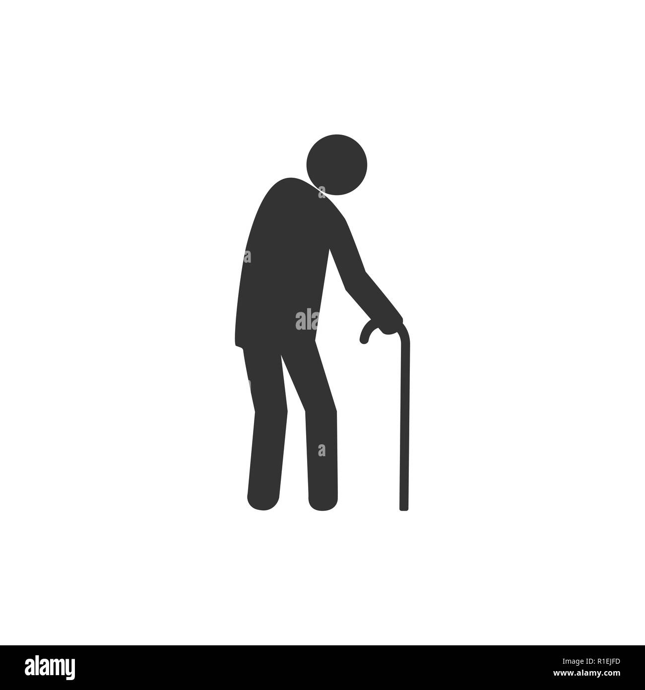 Old man, walker icon. Vector illustration flat Stock Vector