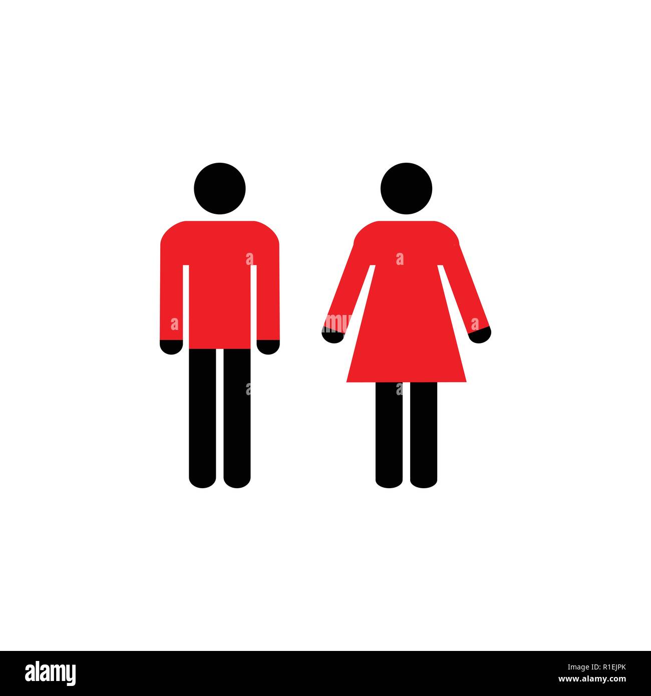 Man, Woman icon, toilet sign, restroom sign. Black on white background ...
