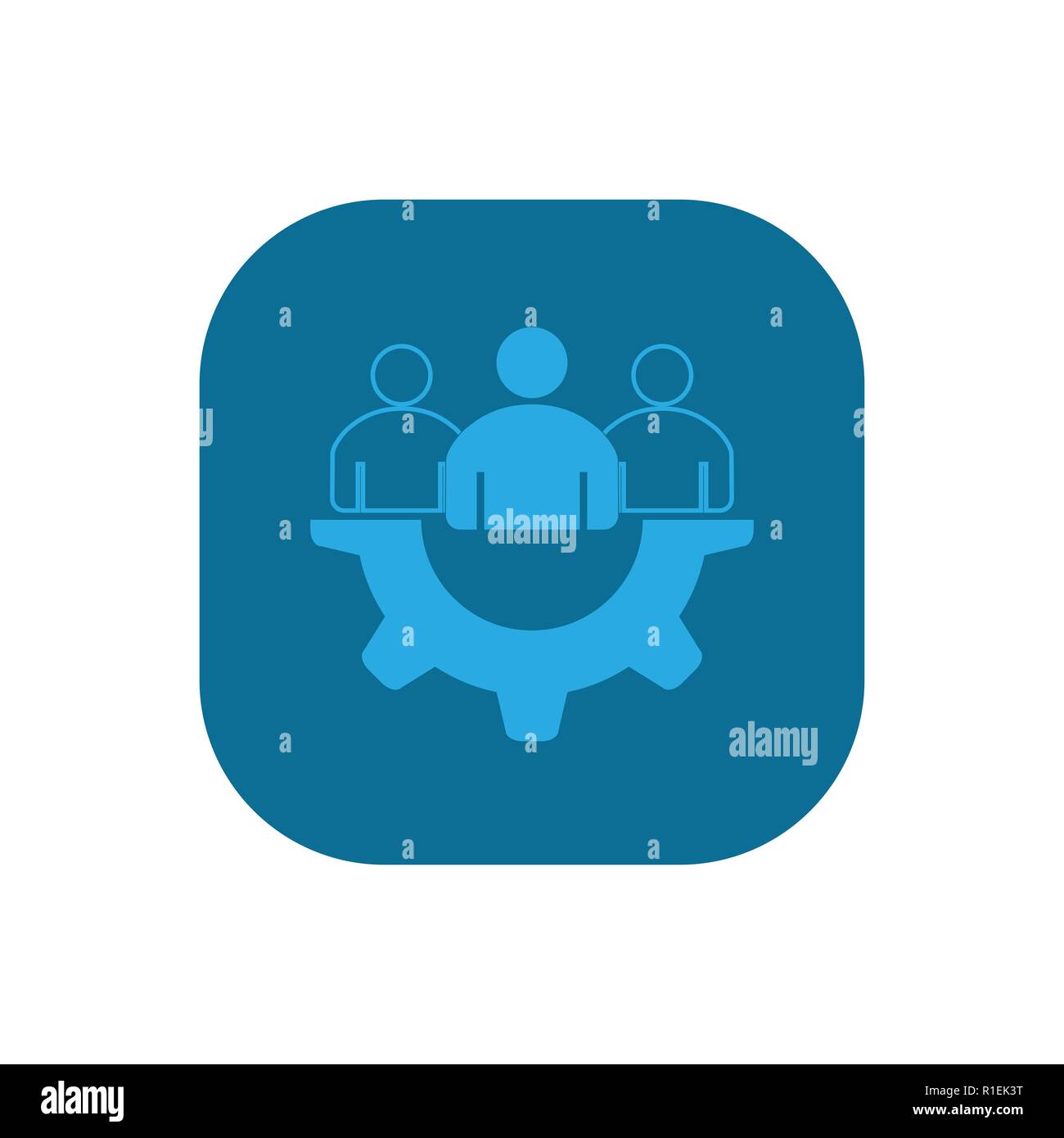 User with gear icon. Vector illustration, flat design Stock Vector
