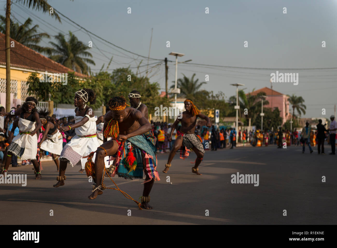 Bissau, Republic of Guinea-Bissau - February 12, 2018: Group of men and