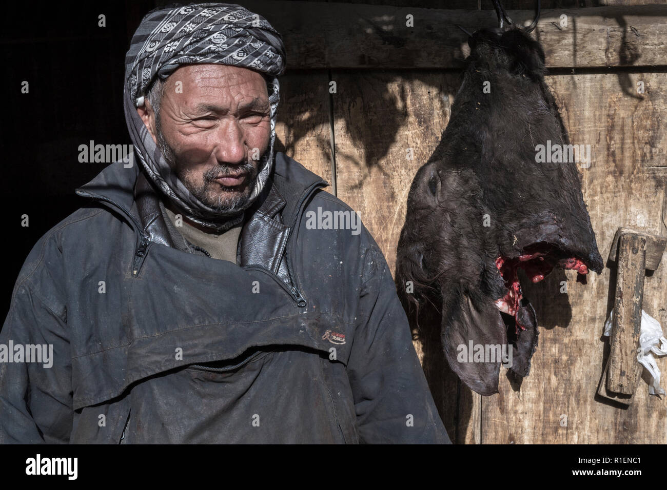 Butcher On The Main Street Of Bamyan, Bamyan Province, Afghanistan Stock Photo
