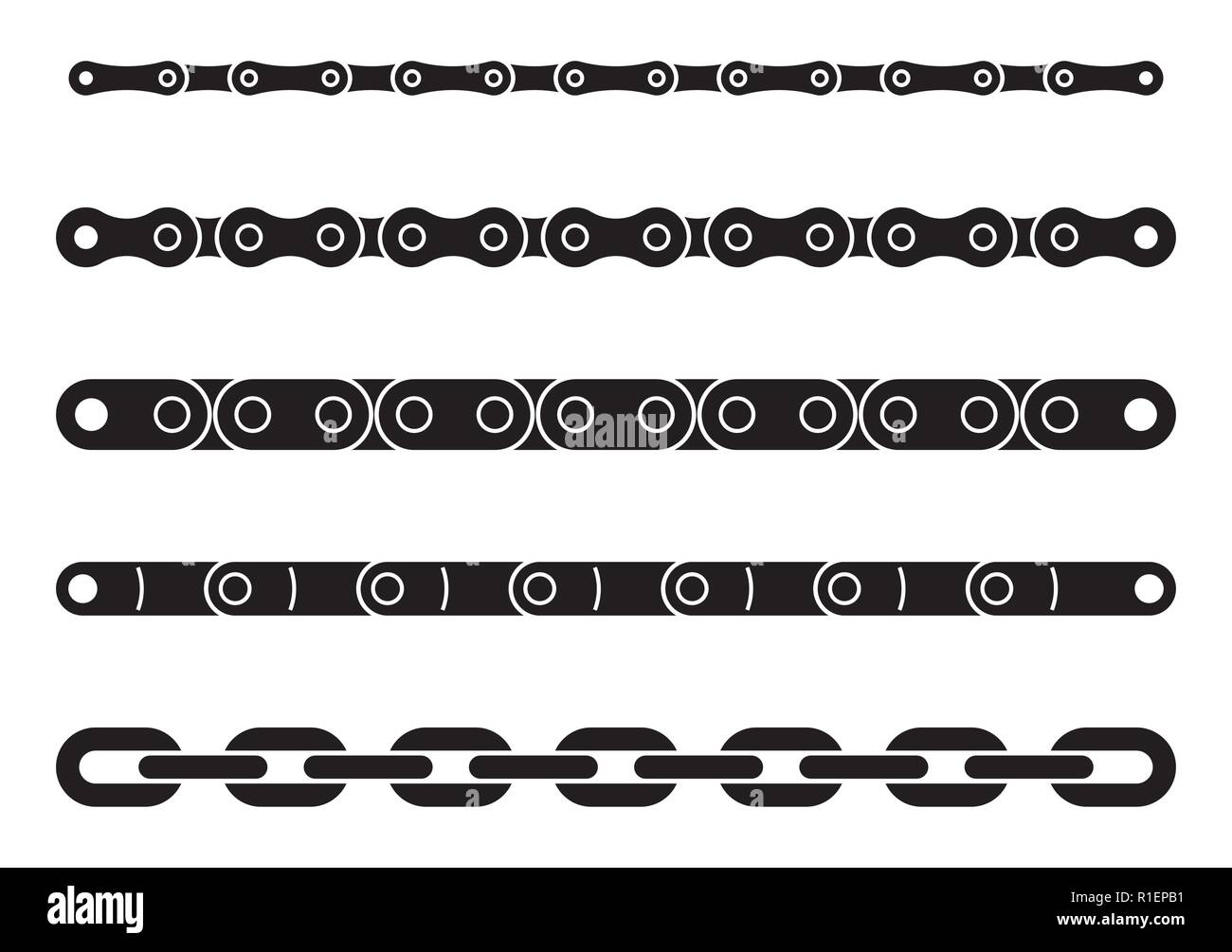 Type of transmission chain. Silhouette vector Stock Vector