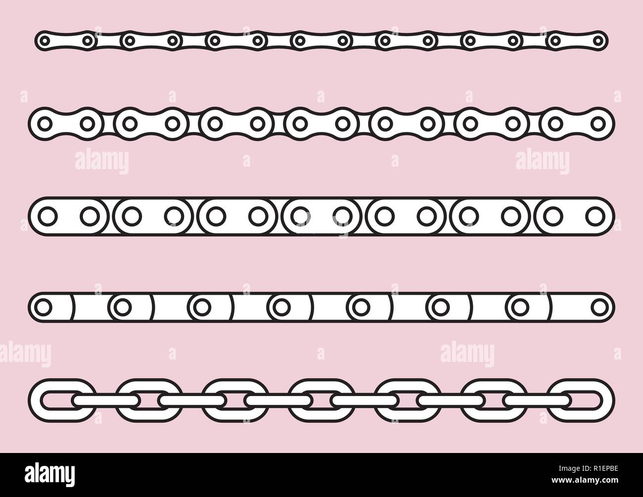 Type of transmission chain. Vector thin line Stock Vector