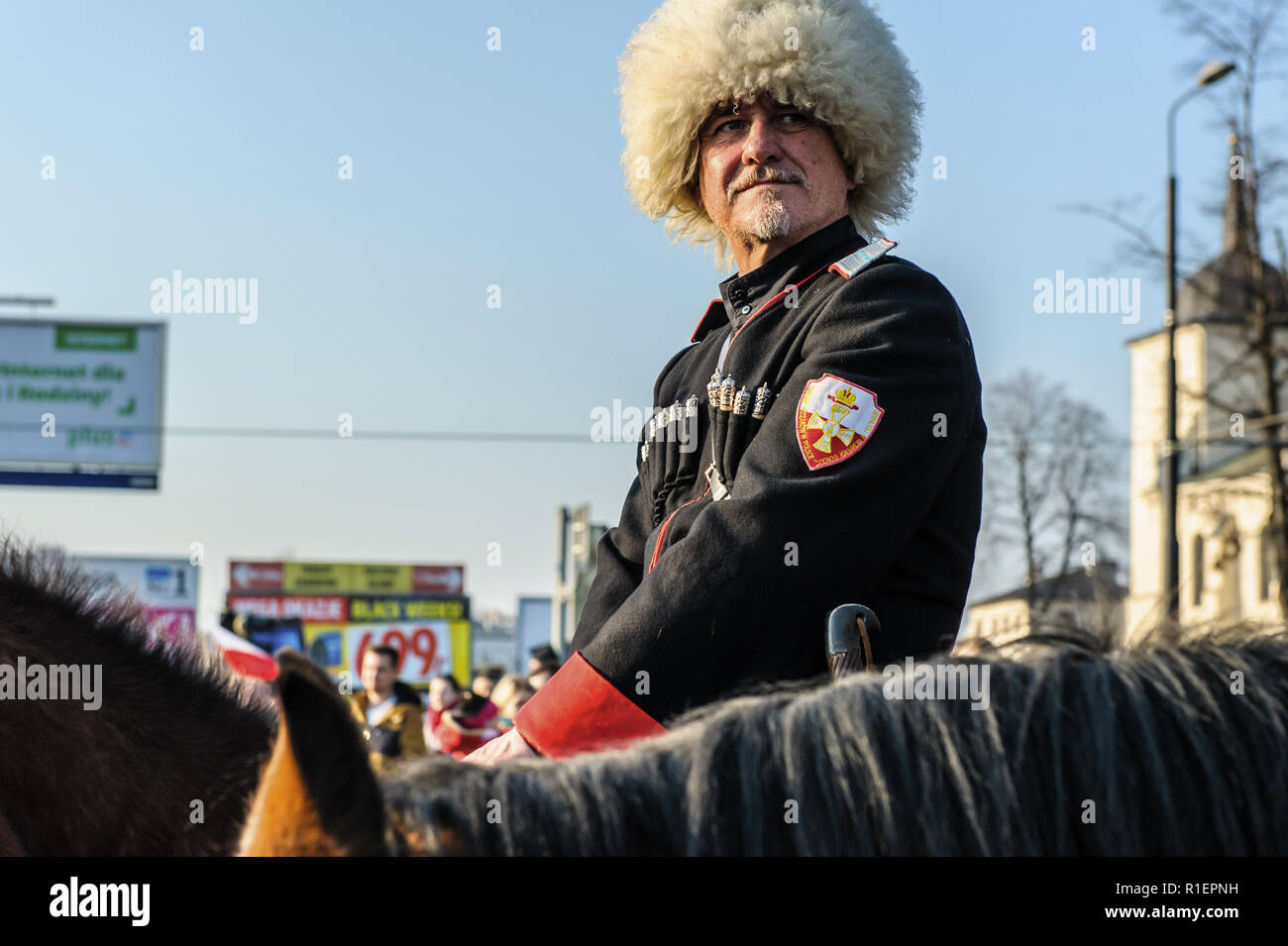 11.11.2018, Lublin: commander of the Cossack troops Stock Photo