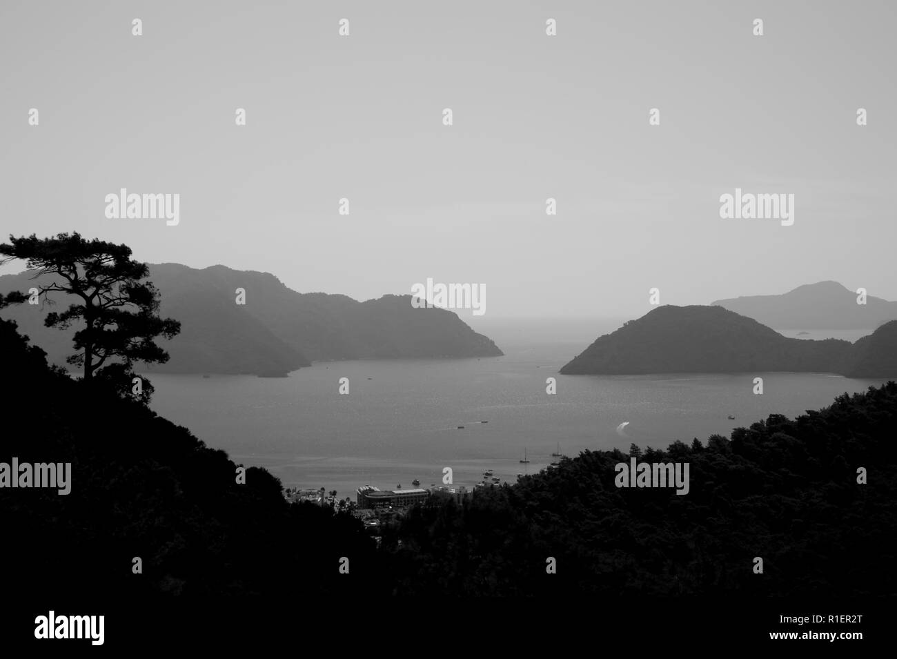 View mountains coast sea Black and White Stock Photos & Images - Alamy