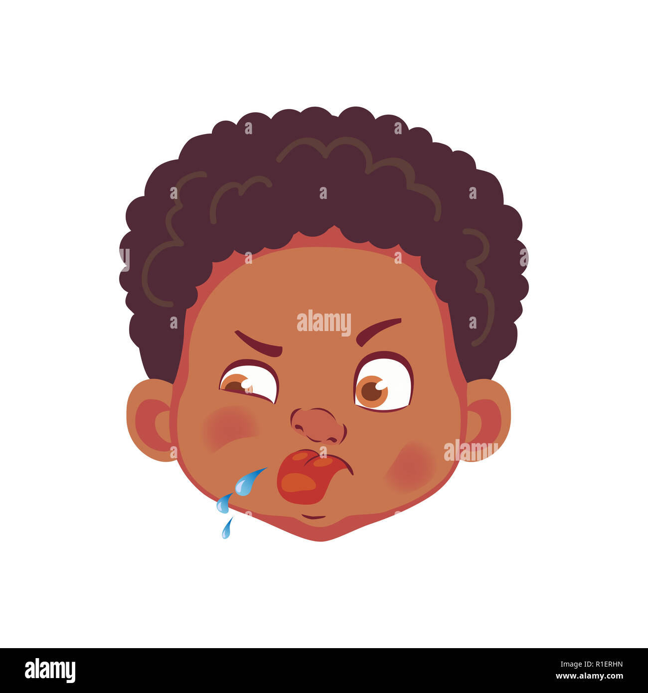 Face of African boy. Emotions of african american boy. Facial expression. Face illustration Stock Photo