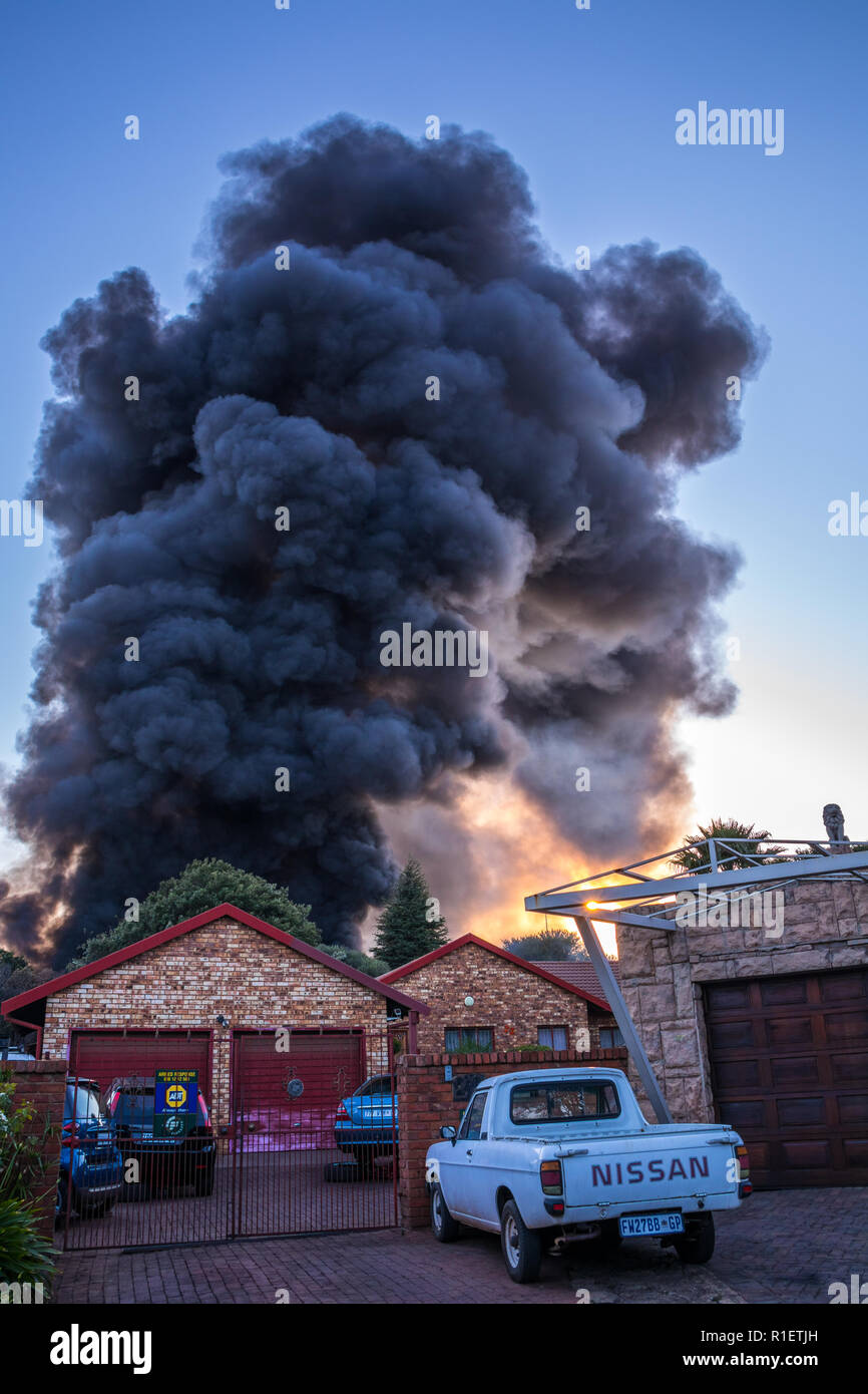 Truck that caught fire and exploded on the R21 outside Pretoria, South