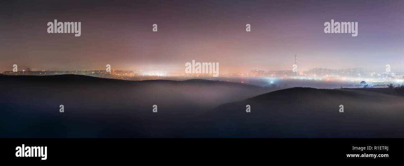 City covered by fog Stock Photo