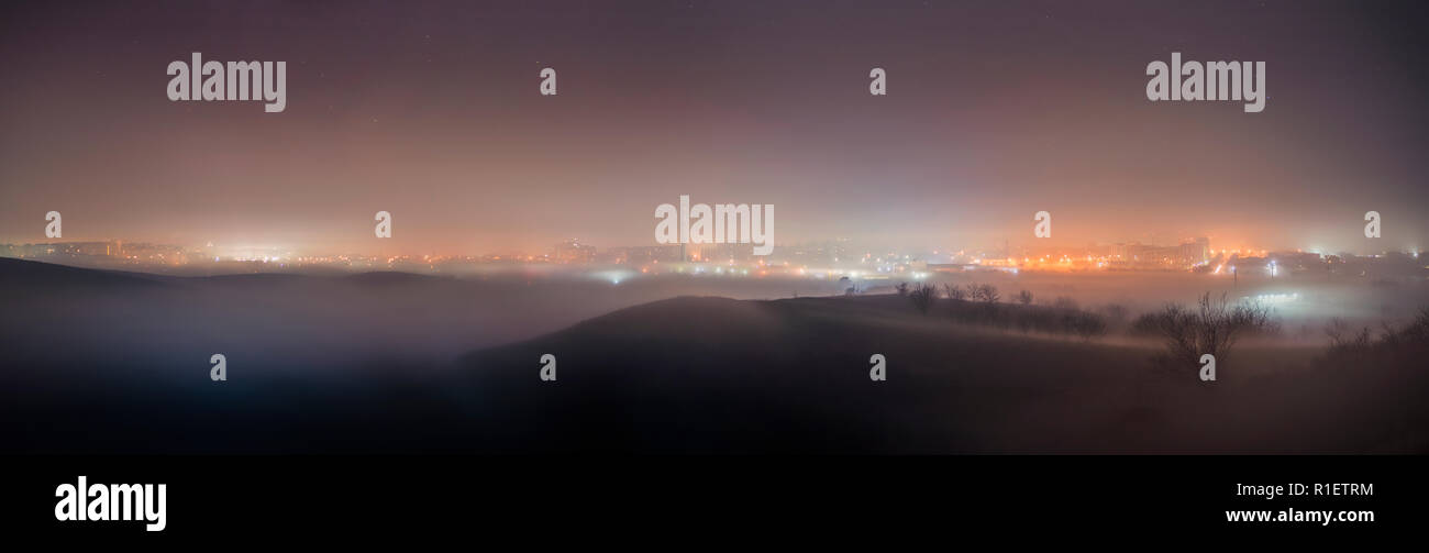 City covered by fog Stock Photo