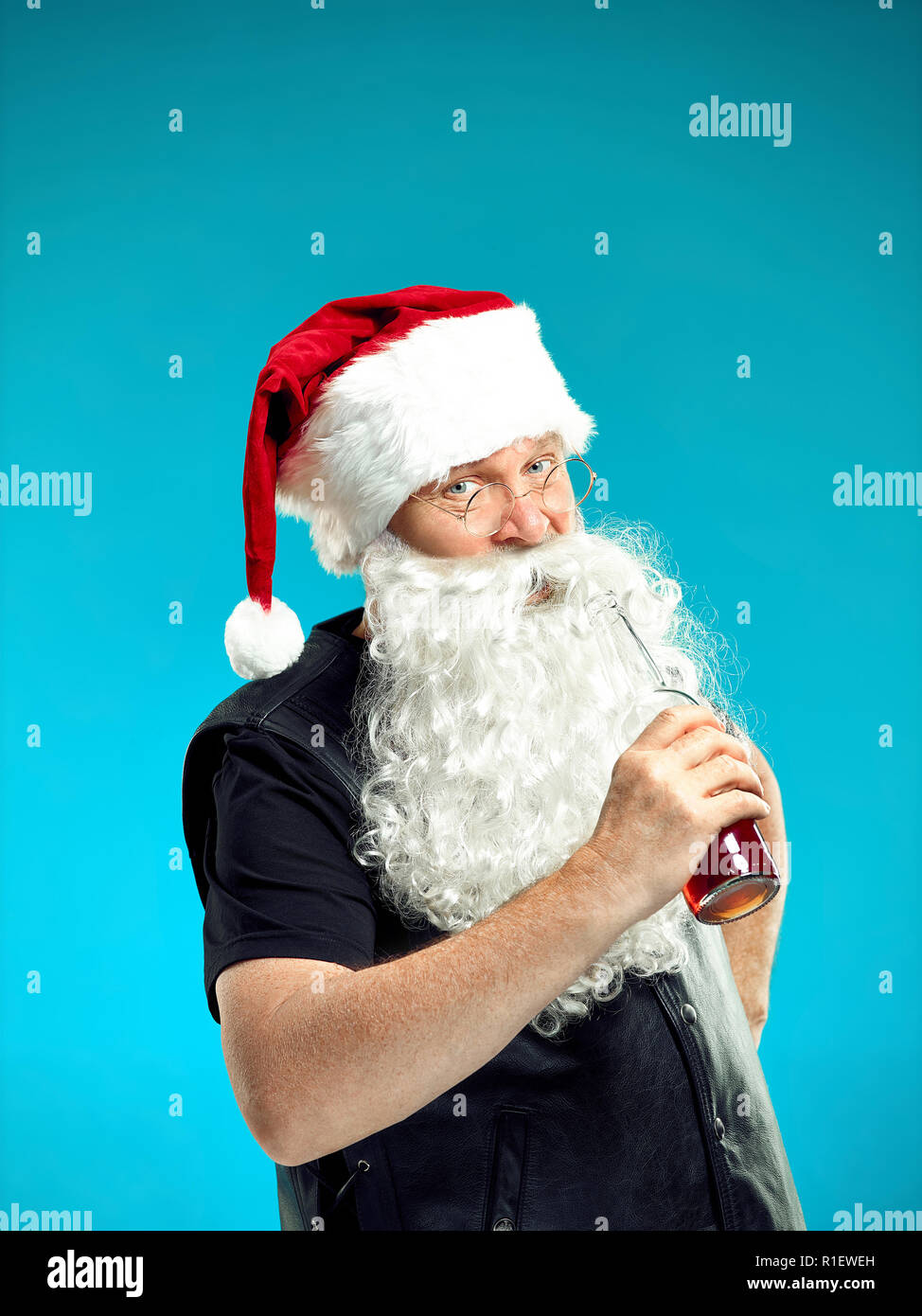 Portrait of Man in Santa Claus Costume - with a Luxurious White Beard ...