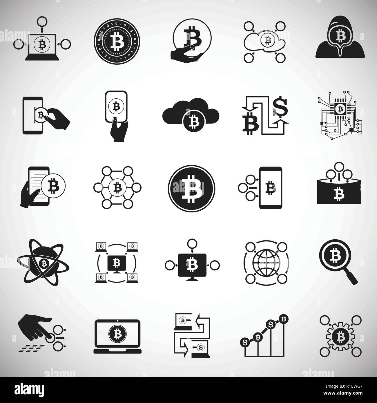 Bitcoin and crypto currency set on white background Stock Vector Image ...
