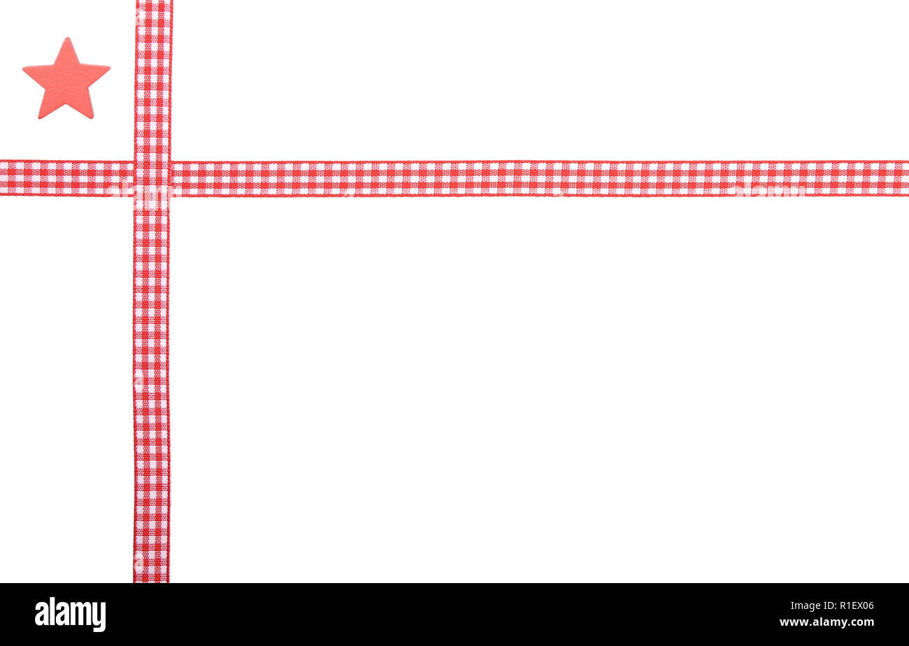 Star with checked ribbon on white background Stock Photo - Alamy