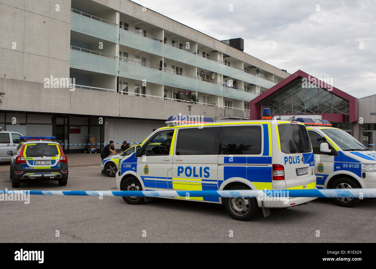 Police in a crime scene, Sollentuna, Sweden. Stock Photo
